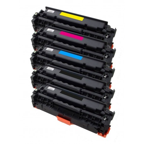 5x Toner HP CE410X, CE411A, CE412A, CE413A (305X, 305A) LaserJet 300 Color M351A / 400 Color M475DW - C/M/Y/2x K kompatibilní
