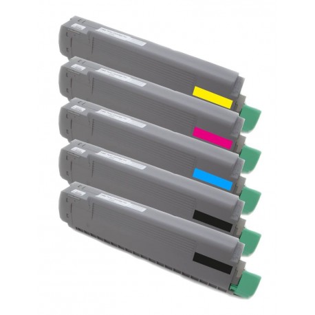 5x Toner Oki C8600 43698501, 43487712, 43487711, 43487710, 43487709 - C/M/Y/2xK kompatibilní - Oki C8600N, C8800, C8800DN